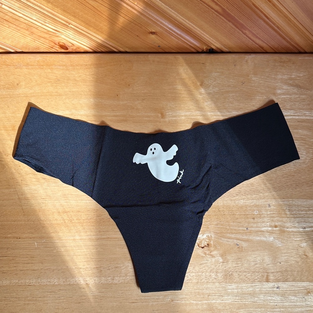 PINK No Show Halloween Ghost Thong